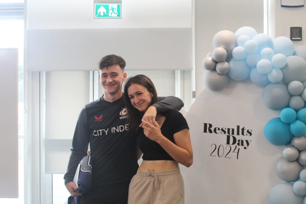 Students stood posing on results day